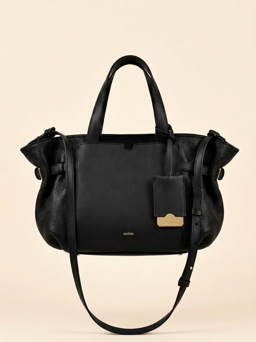 Célia Sac bandoulière tout cuir Noir