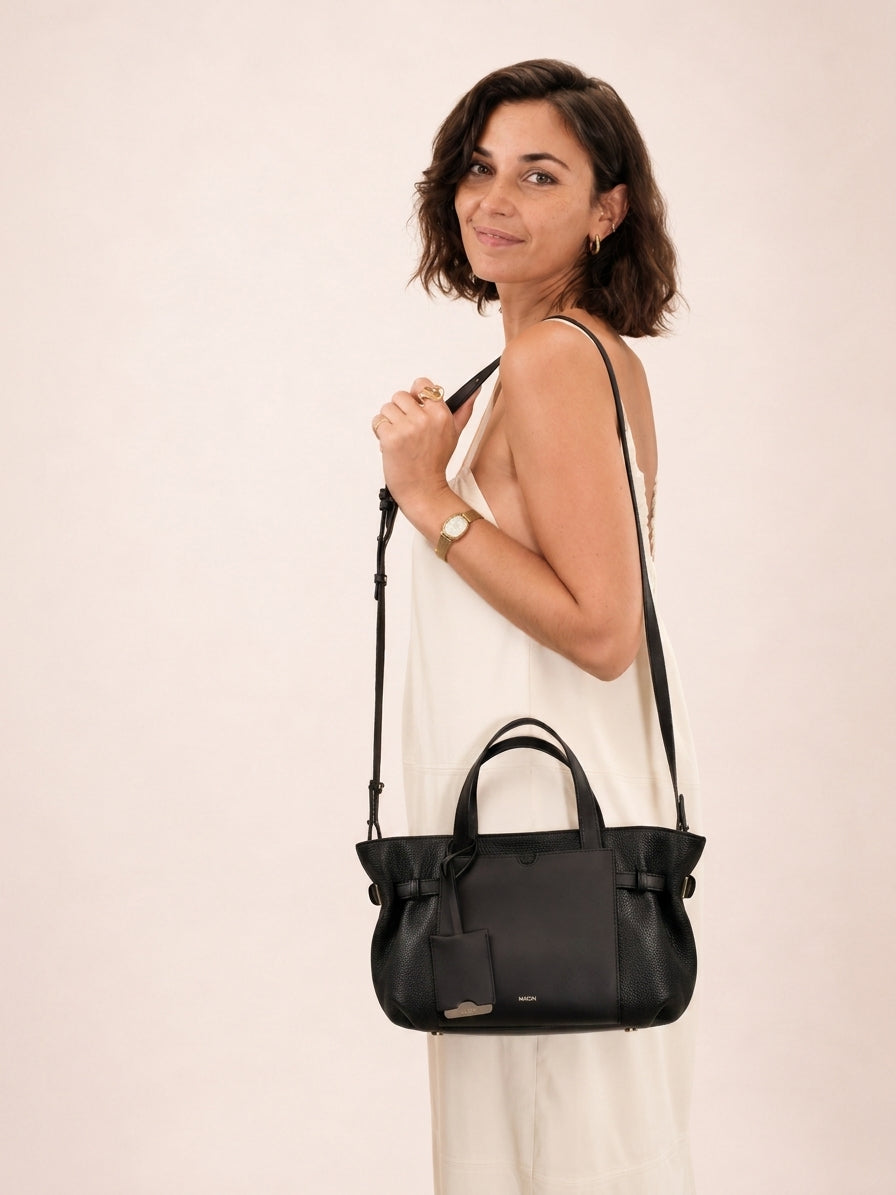 Célia Sac bandoulière tout cuir Noir