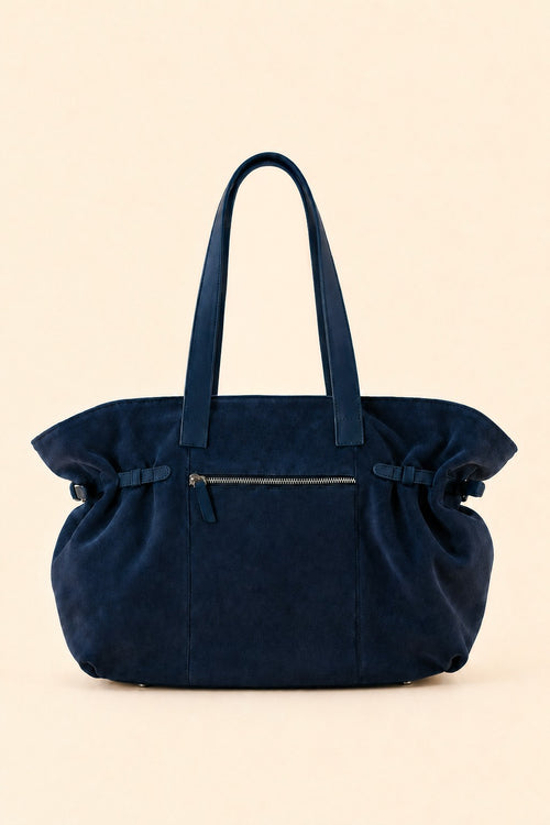 Célia Cabas zippé Bleu en cuir, vue de dos