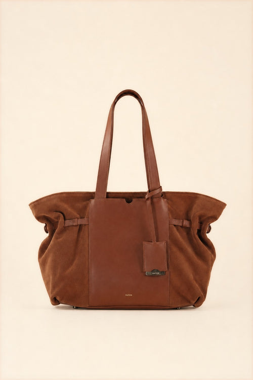 Célia Cabas zippé Marron en cuir, sac Maïon