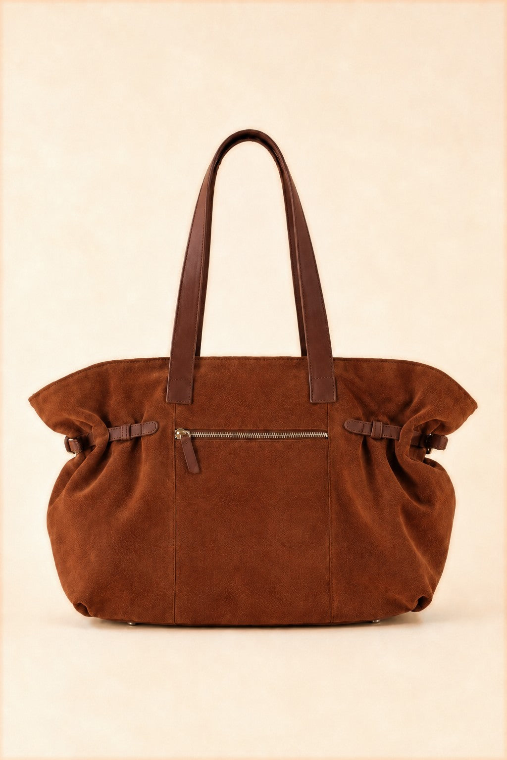 Célia Cabas zippé Marron en cuir, vue de dos