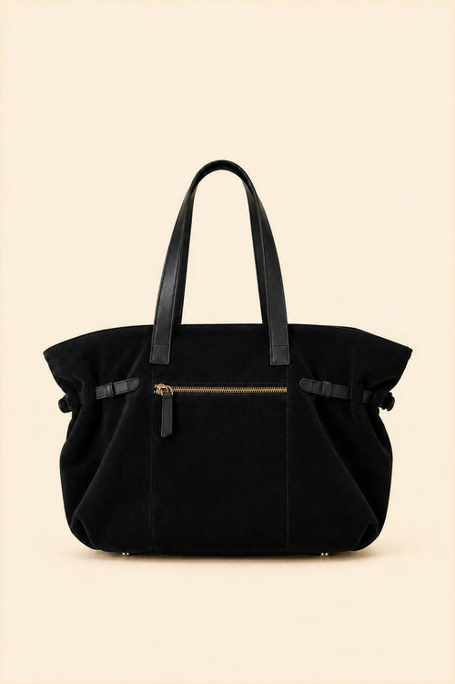 Célia Cabas zippé Noir en cuir, vue de dos